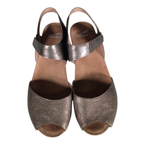 Dansko Vera Sandal Pewter Metalic Leather Open Toe Ankle Strap 42/US 11.5 - 12 - Picture 4 of 10